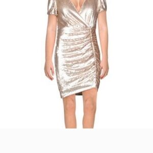 AIDAN Champagne Sequin Mini Dress